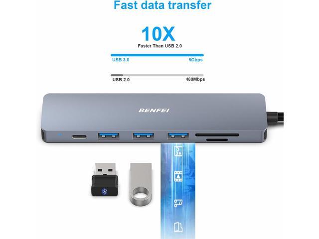 BENFEI USB C HUB 7-in-1 with HDMI(4K@60Hz,Certified), 100W Power Delivery, 3*USB 3.0, SD/TF Card Reader(160MB/s) Compatible with iPhone 15 Pro/Max,...