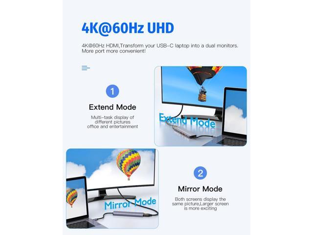 Type C USB Hub, 10Gbps USB C Hub, USB C Splitter with 1 USB C 3.2 Gen 2 and 2 USB A 3.2 Gen 2 Data Ports, 4K@60HZ HDMI, 100W PD, Micro SD 3.0 Card...