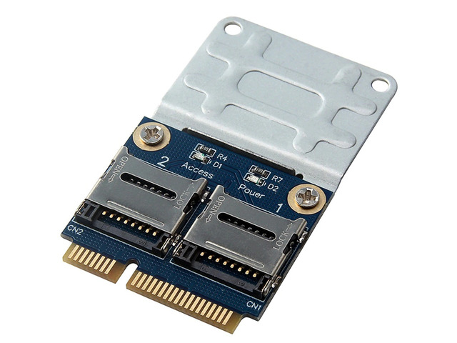 2 SSD HDD Laptop Dual Micro- SD SDHC SDXC TF to Mini PCIe Memory Card Reader MPCIe to 2 Mini-Sdcards Mini Pci-E Adapter