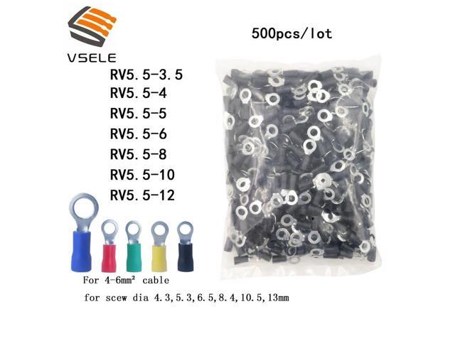 First picture~ 500Pcs/pack ring crimp insulation terminal RV5.5-5 for 4-6mm2 wire cable connector( RV5.5-5 red )