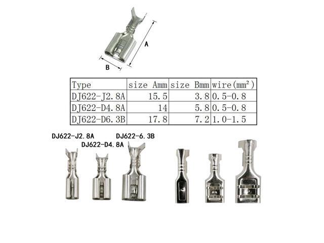 First picture~500Pcs/box DJ622-J2.8A/D4.8A/D6.3B insert spring crimp terminal connectors cooperate for SN-48B plier for 0.5-1.5mm2 wire