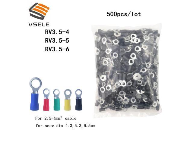First picture~ 500Pcs/pack ring crimp insulation terminal RV3.5-4 RV3.5-5 RV3.5-6 for 2.5-4mm2 wire cable connector( RV3.5-5 blue )