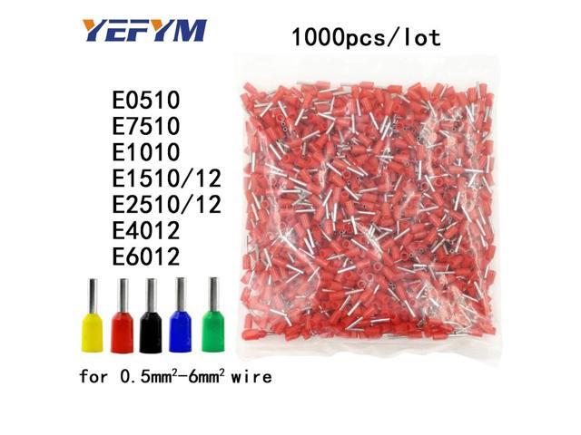 First picture~1000Pcs/lot tube insulating terminals E0510 E7510 E1010 E1510/12 E2510/12 E4012 E6012 insulated cable wire crimp connector( E1512 blue )