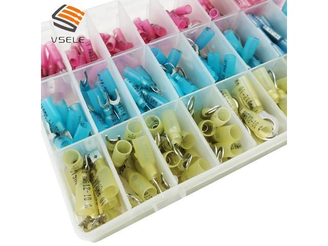 First picture~250Pcs Heat Shrink Wire Connector Waterproof Seal Cable Wire Terminals Kit Solder Sleeve Assorted Automotive Crimp Terminals Set()