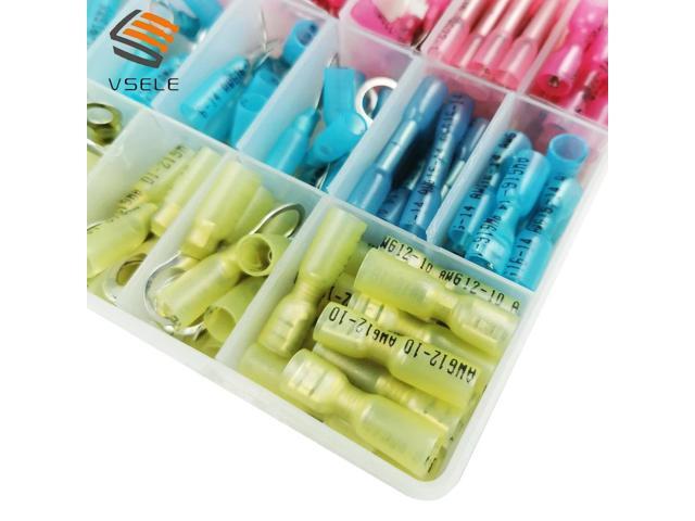 First picture~250Pcs Heat Shrink Wire Connector Waterproof Seal Cable Wire Terminals Kit Solder Sleeve Assorted Automotive Crimp Terminals Set()