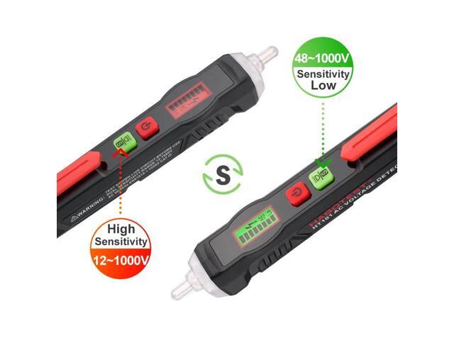 First picture~Non-Contact phase Rotation AC pen Detector DIY Voltage Tester Electrician Tools Live Null Wiring Checker Hi Low Sensitivity(Silver...