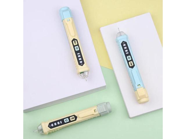 First picture~ HT90 AC Voltage Detector pen Tester Macaron Edition Dual Sensitivity Sound LED Alarm Breakpoint LIVE Null Wire Check(Gold HT90 Blue )