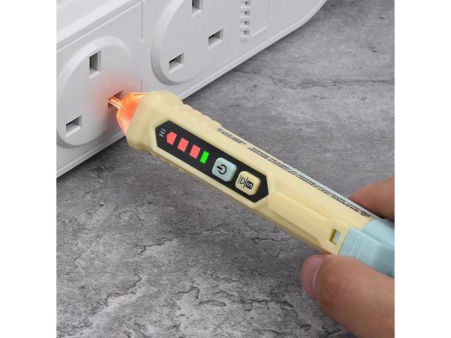 First picture~ HT90 AC Voltage Detector pen Tester Macaron Edition Dual Sensitivity Sound LED Alarm Breakpoint LIVE Null Wire Check(Gold HT90 Blue )