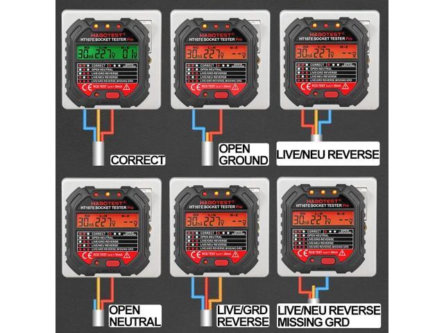First picture~professional Socket Outlet Tester Detector AC Voltage Display RCD 30mA UK EU plug Ground Zero Line plug polarity phase Check(Green...