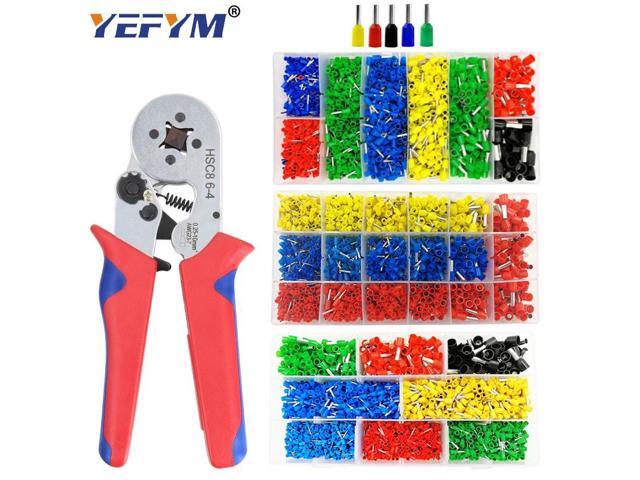 First picture~HSC8 6-4 ferrule Crimping pliers 0.25-10mm² Automatic crimping wire crimper tools mini electrician suit kit with terminals box(Red,...