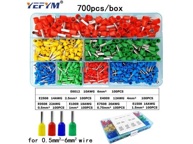 First picture~HSC8 6-4 ferrule Crimping pliers 0.25-10mm² Automatic crimping wire crimper tools mini electrician suit kit with terminals box(Red,...