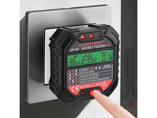 First picture~ Socket Tester pro Voltage Test RCD 30mA Socket Detector UK EU plug Ground Zero Line plug polarity phase Check(Green HT107D Euro...