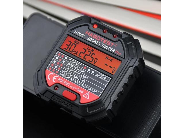 First picture~ Socket Tester pro Voltage Test RCD 30mA Socket Detector UK EU plug Ground Zero Line plug polarity phase Check(Green HT107D Euro...