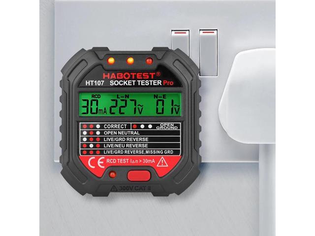 First picture~ Socket Tester pro Voltage Test RCD 30mA Socket Detector UK EU plug Ground Zero Line plug polarity phase Check(Green HT107D Euro...