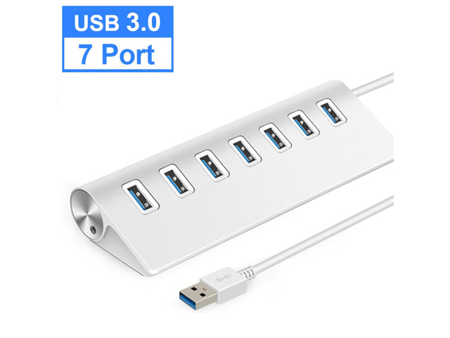7 Ports USB 3.0 Hub Speed 5Gbps Card Reader Splitter USB 2.0 Aluminum Alloy Dock Station for PC Laptop Computer