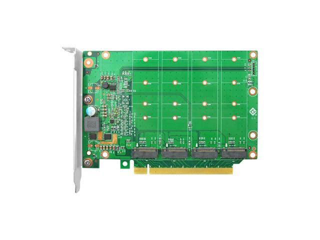 Linkreal Quad PCIe 4.0 x16 to M.2 NVMe Adapter PCIe Bifurcation with Heatsink, 4 X4 NVMe M.2 SSD in Size 2242/2260/2280-LRNV95NF