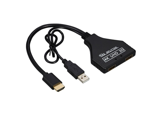 HDMI-Compatible 1.3 to Dual Female Splitter Switch Extension Adapter Cable with Power for HDTV Laptop 1080P