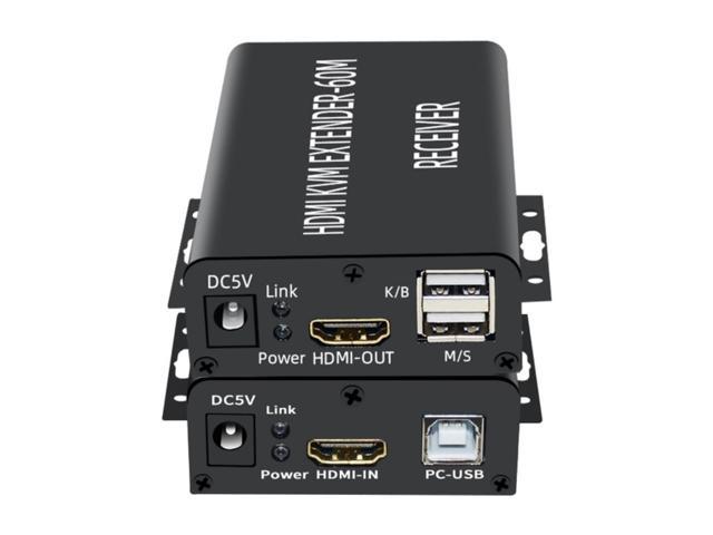 HDMI-Compatible KVM Extender 60M Over Cat5/6 Ethernet Cable 1080P USB Audio Video Converter For PC TV Monitor