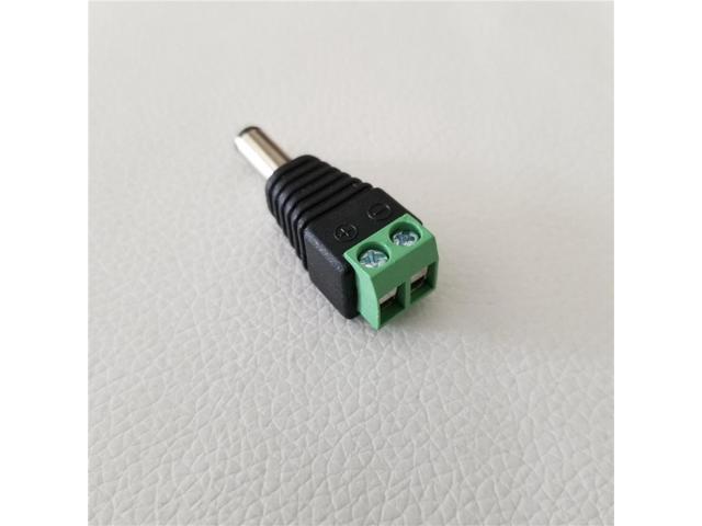 10pcs/lot Solderless DC 5.5*2.1mm Adapter Monitoring Male Connector Plug Green 12V Power Terminal