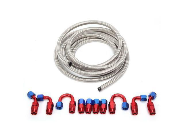 AN10 -10AN AN-10 Fitting Swivel Stainless Steel Braided Fuel Line Hose 20FT Kit