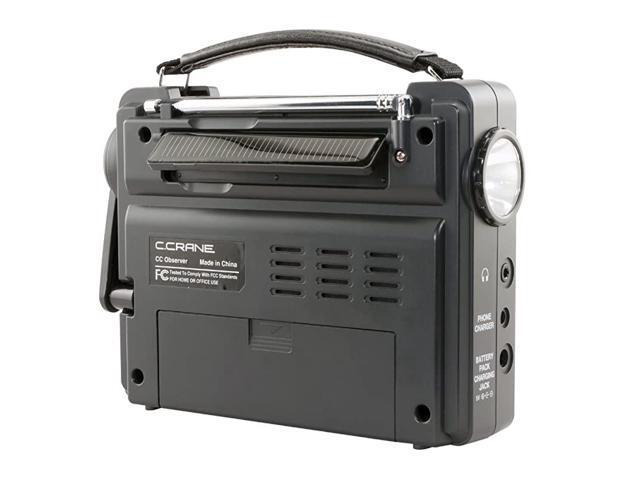 Solar Observer Wind Up Solar EmergenCrank Radio with AM, FM, NOAA Weather, Built in LED Flashlight, Cellphone Charger and AC Adapter