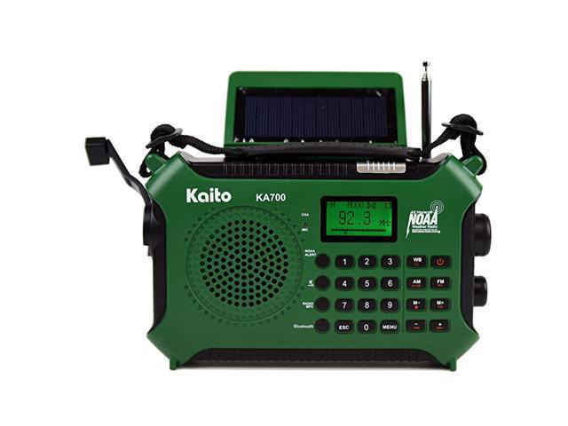 KA700 Bluetooth Emergency Hand Crank Dynamo Solar Powered AM FM Weather NOAA Radio with Recorder and MP3 Player Rugged Design for Hiking Camping...