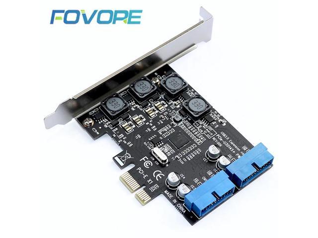 Super Speed PCI-e to 2 Port 19Pin USB 3.0 Riser Card PCIe to Dual Internal 20Pin PCI Express Card Converter Adapter for Computer