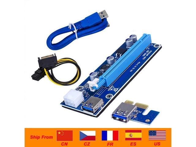 VER006C PCI-E Riser Card 006C PCIE 1X to 16X Extender 60CM USB 3.0 Cable SATA to 6Pin Power Cord for GPU Mining