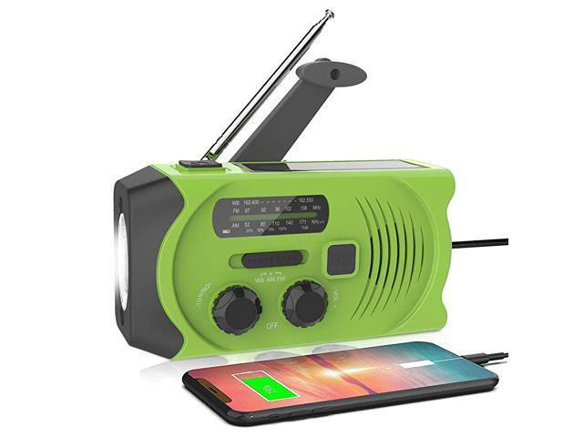 Emergency Solar Hand Crank Portable Radio, NOAA Solar Hand Crank Portable Radio with MFM, LED Flashlight, Reading Lamp, 2000mAh USB Power Bank