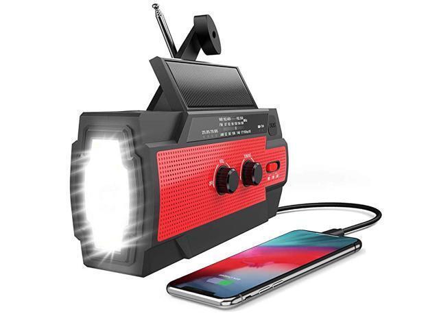 Upgraded New Version Emergency Solar Hand Crank Radio Solar Hand Crank Portable Radio with AMFMWB 4000mAh Power Bank Charger SOS Alarm Flashlight.