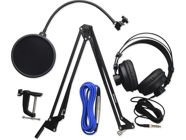 Broadcast Accessory Pack wMic Boom Arm+Pop Filter+HD7 Headphones+Cable