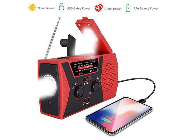 Emergency Weather Radio, Solar Hand Crank AMFMWBNOAA Weather Radio with 2600mAh Power Bank Phone Charger, LED Flashlight, Reading Lamp and SOS...