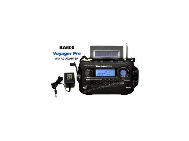 KA600 BLACK SolarCrank AMFMSW NOAA Weath BONUS AC adaptercharger, 5-LED reading lamp, 3-LED flashlight, thermometer & humidity meter (Kaito) by