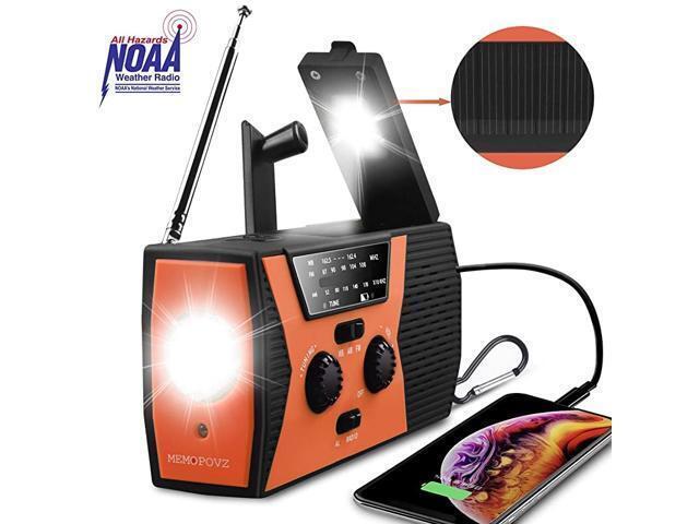 Weather Radio,Portable Solar Hand Crank USB Rechargeable Radios with AMFMWB,Emergency Radio for Hurricane,Tornado,Household with Lamp LED.