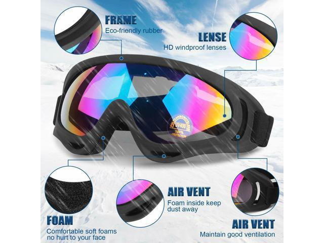 Adults Winter Snow Sports Goggles Ski Snowmobile Snowboard Skate Glasses Eyewear