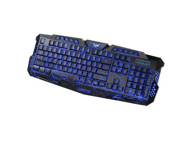 114-Key Gaming Keyboard LED Backlit Wired USB Gaming Keyboard with Cracking Pattern for Gamer Laptop PC,Black