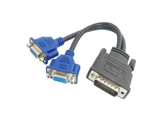 Unique Bargains DMS 59 Male to 2 VGA Female M/F Adapter Converter Cable