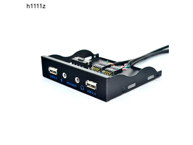 High Speed 9in to 2 Ports USB 2.0 Hub USB2.0 Front Panel + HD Audio Connector Optical Drive for PC Desktop 3.5 Inch Floppy Bay