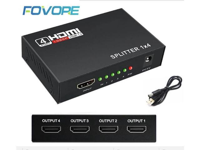 5.1Gbps HDMI Splitter 1X4 4 Port Hdmi Hub Repeater Amplifier 1.4 3D 1080p 1 in 4 out With Power Supply