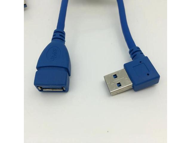 30cm USB 3.0 A male 90 degree Left angle to A female extension convertor Cable Right angle For Computer Blue