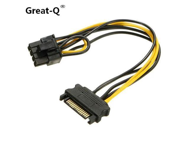 10pcs Single SATA 15pin to 8pin(6+2) Powr Adapter Cable 20cm PCI-E SATA Power Supply 15-pin to 8 pin cable for BTC Miner Mining
