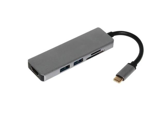 5-in-1 Type-C HUB 4K HDMI-compatible USB3.0 SD TF Laptop Docking Stations Aluminium Alloy