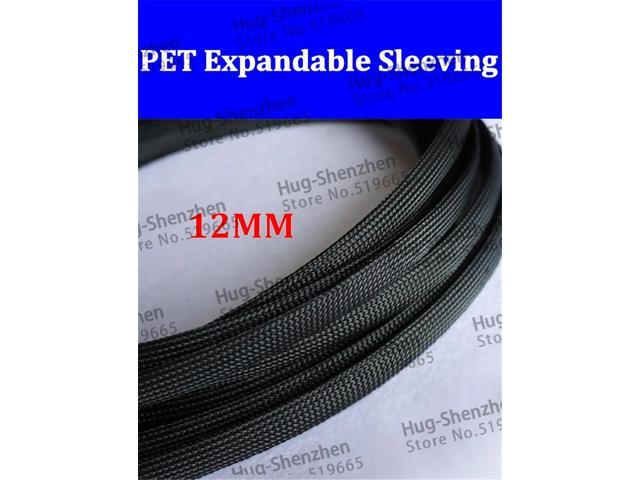 Black dia of 12mm 100M/lot DIY lightning resistance cable PET braided sleeving expandable for sale brand top quality