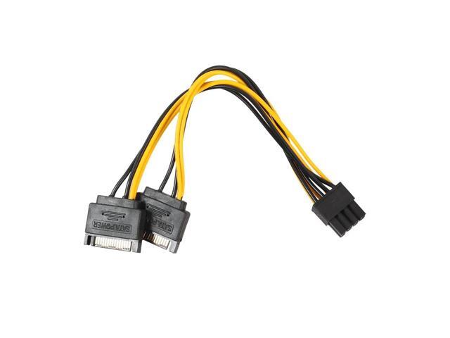 8pin To two 15pin Graphics Power Supply Lines 20cm 15Pin SATA Male To 8pin(6+2) PCI-E Male Video Card Power Supply Adapter Cable