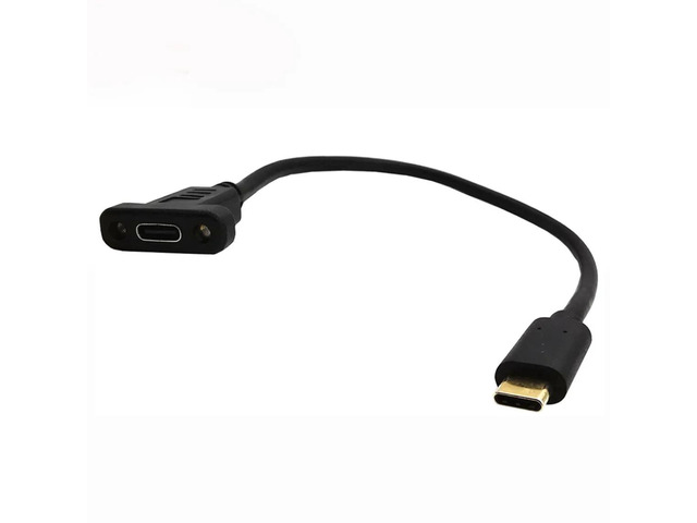 USB-C USB 3.1 Type C Male to Female Extension Data Cable with Panel Mount Screw Hole Length: 20cm Type C connector is the