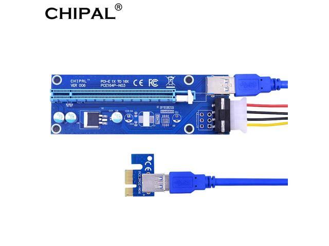 CHIPAL 60CM VER006 PCIe PCI-E 1X to 16X Extender Riser Adapter with 15Pin to 4Pin Power Cord / USB 3.0 Data Cable for Miner