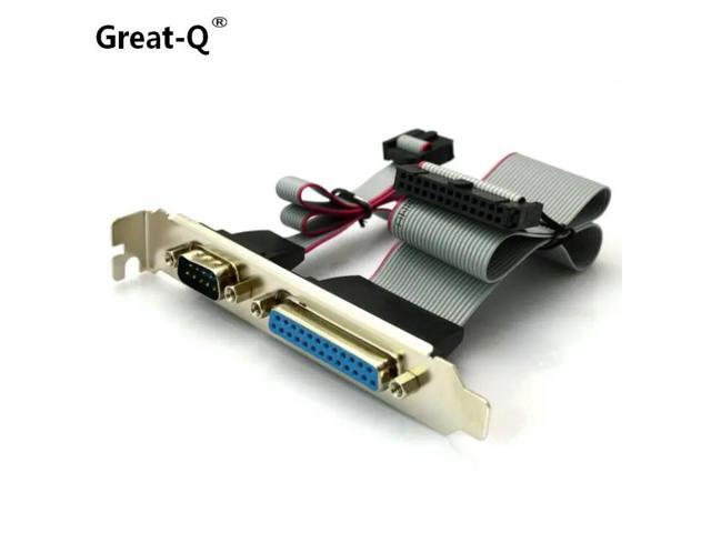 Great-Q 2pcs DB25 25Pin Parallel Port Printer LPT & RS-232 RS232 COM DB9 9Pin Serial Port Cable Cord Wire Bracket 40cm