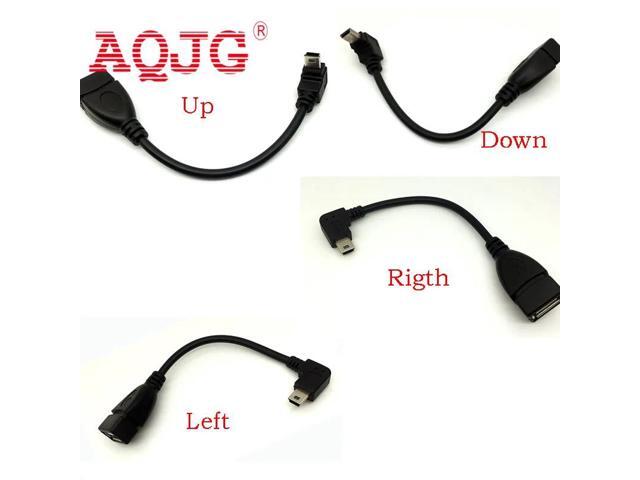 90Degree Up Down Angled Mini USB Type B to USB Female OTG Cable 10cm short mini usb otg cable For Car Audio DVD GPS Left Right