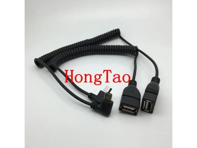 Mini 3ft 1 M spring in spiral male USB 2.0 Mini 5 Pin USB Data Sync Charger Cable Left Right Angle 2pcs
