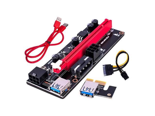 5Pcs PCI-E pcie Riser 009 Express 1X 4x 8x 16x Extender PCI E USB Riser 009S GPU Dual 6Pin Adapter Card SATA 15pin for BTC Miner